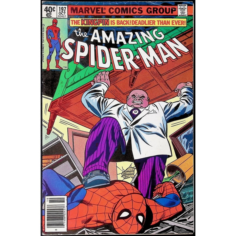 Marvel Comic Book Amazing Spider-Man #197 Newsstand 1979 Kingpin Bronze Age